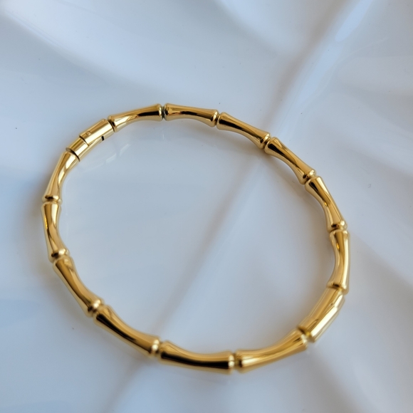 18k gold plated bamboo bangle - Picture 1 of 3